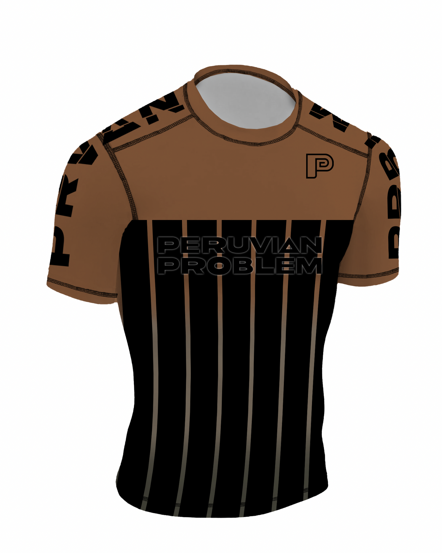 BROWN RANK PERUVIAN PROBLEM RASH GUARD
