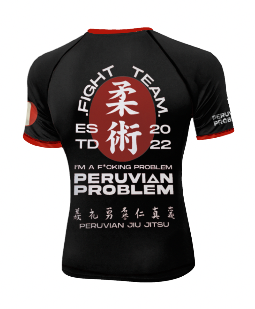 BLACK PERUVIAN PROBLEM FIGHT TEAM SHORT SLEEVE RASH GUARD