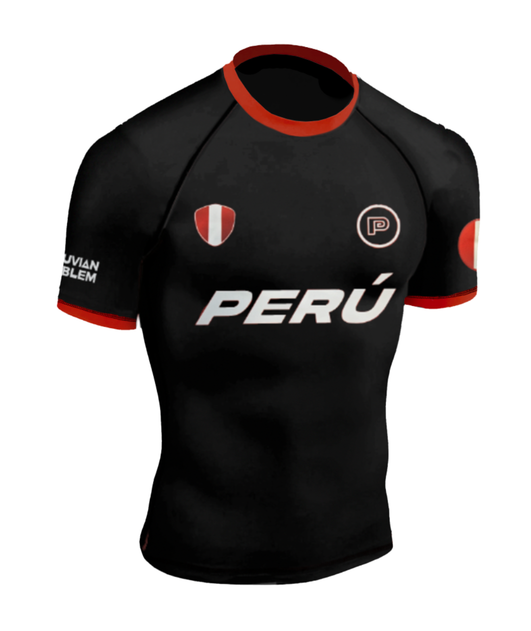 BLACK PERUVIAN PROBLEM FIGHT TEAM SHORT SLEEVE RASH GUARD