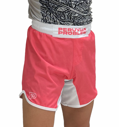 PINK AND WHITE PERUVIAN PROBLEM SHORTS