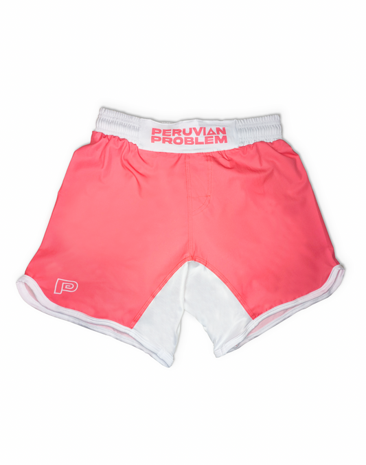 PINK AND WHITE PERUVIAN PROBLEM SHORTS