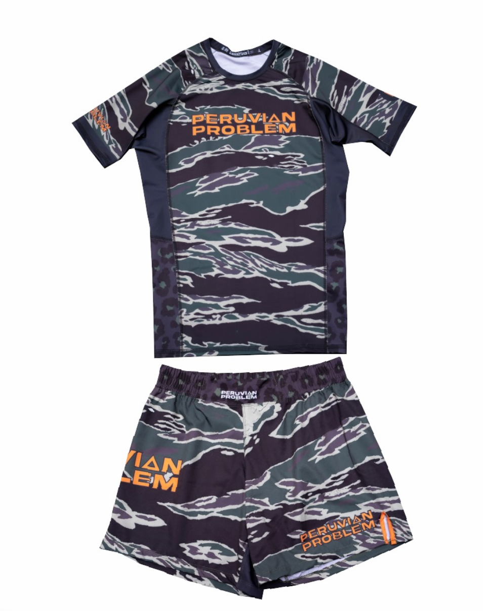 LIMITED EDITION - CAMO PERUVIAN PROBLEM SHORT SLEEVE RASH GUARD